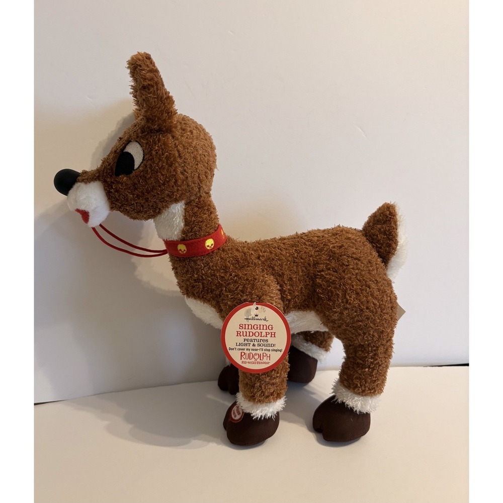 Hallmark Don't Cover My Nose Rudolph Talking Lights Singing Plush Works W/Tag!